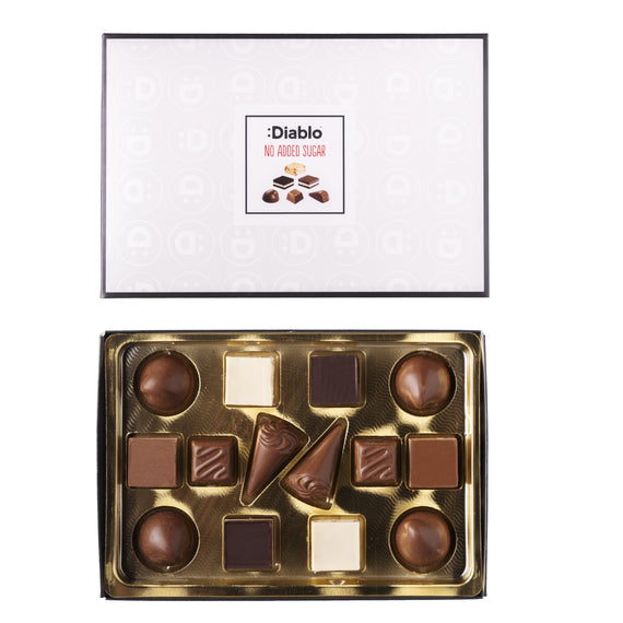 Luxury No Added Sugar Chocolate Box Noir, Hazelnut, Forrest Fruit, Cocoa Cream, Praline, Coffee  (14 pieces, 142g)